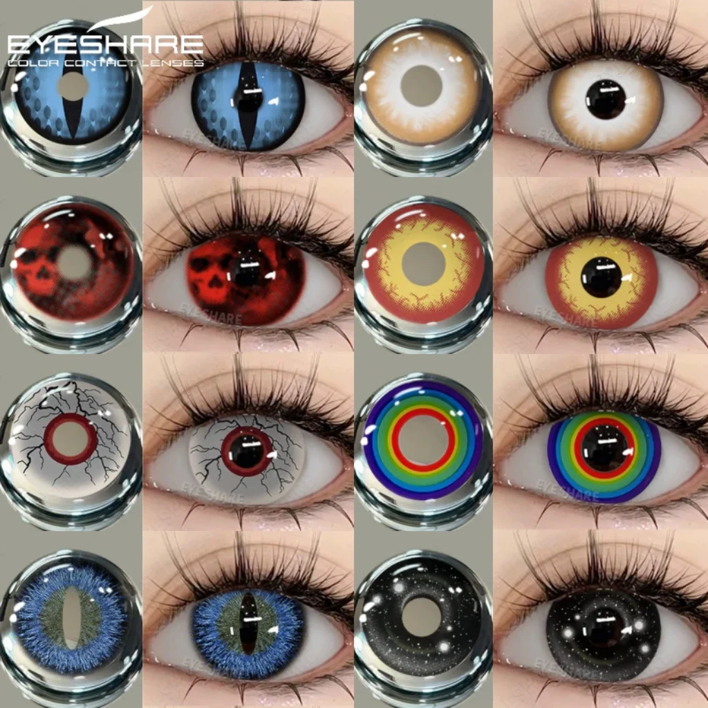 EYESHARE 1pair Cosplay Colored Contact Lenses for Eyes Anime Lenses Blue Eye Lenses Yearly Crazy Halloween Makeup Color Eye Lens