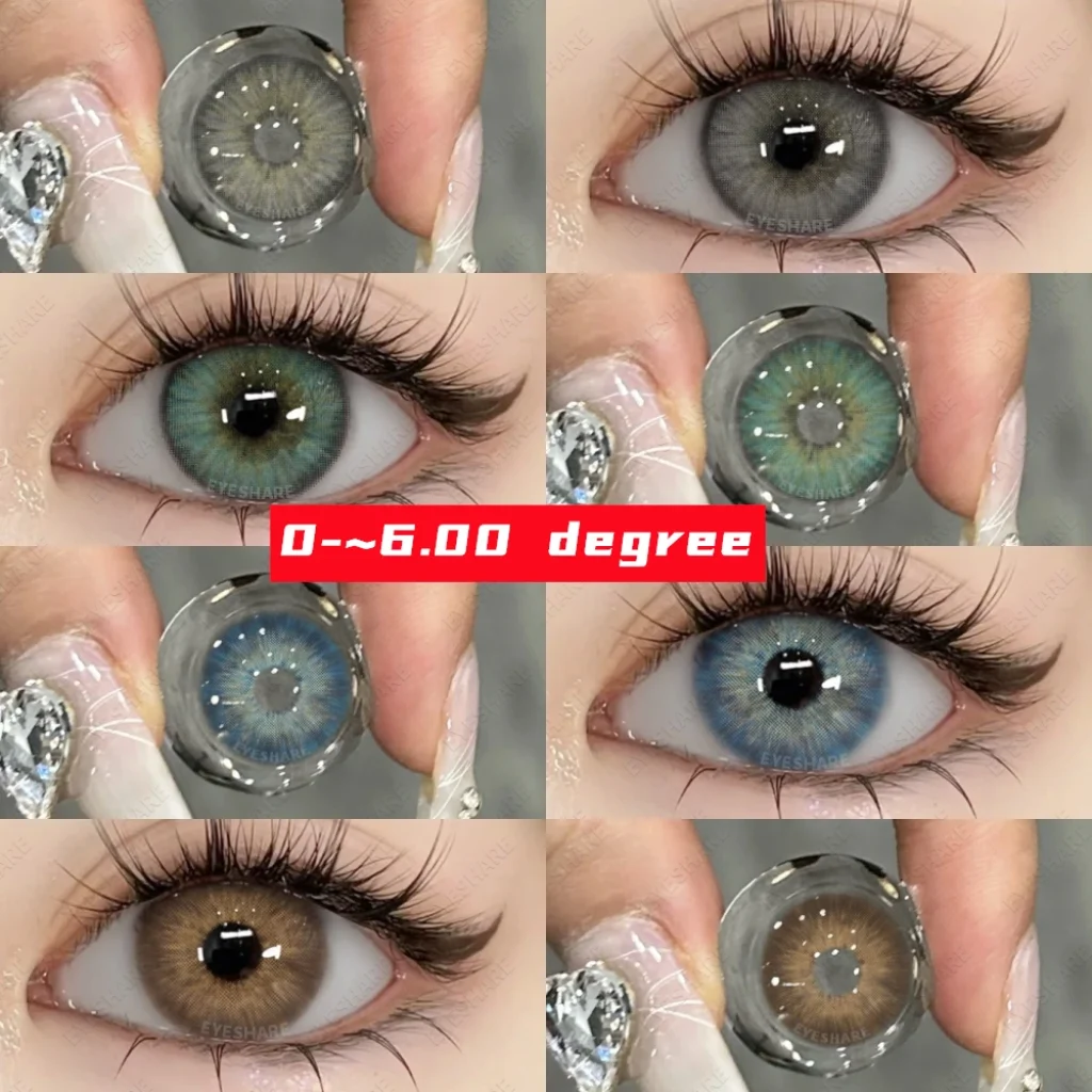 EYESHARE Colored Contact Lenses with Prescription Myopia Blue Lenses with Degree Gray Pupils Lens Brown Lenses Fashion Yearly