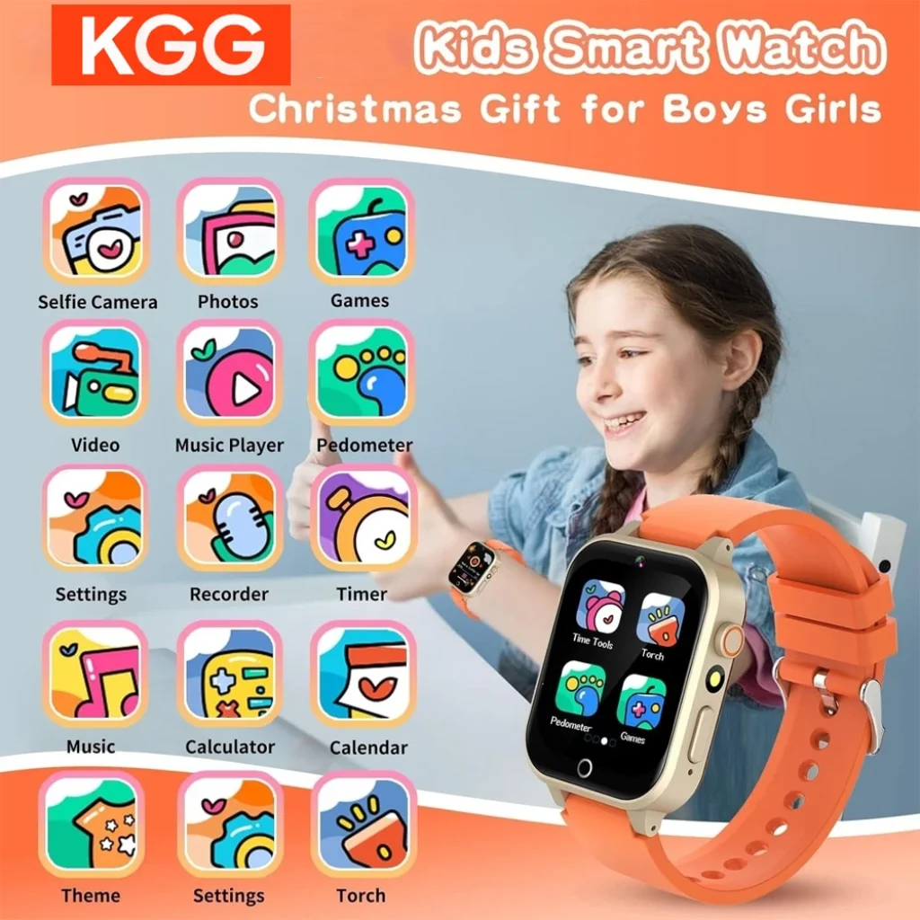 KGG Kids Smart Watches For Girls Boys 26 Games Touch Screen Camera Pedometer Video MP3 Alarm Kids Digital Watch Birthday Gift