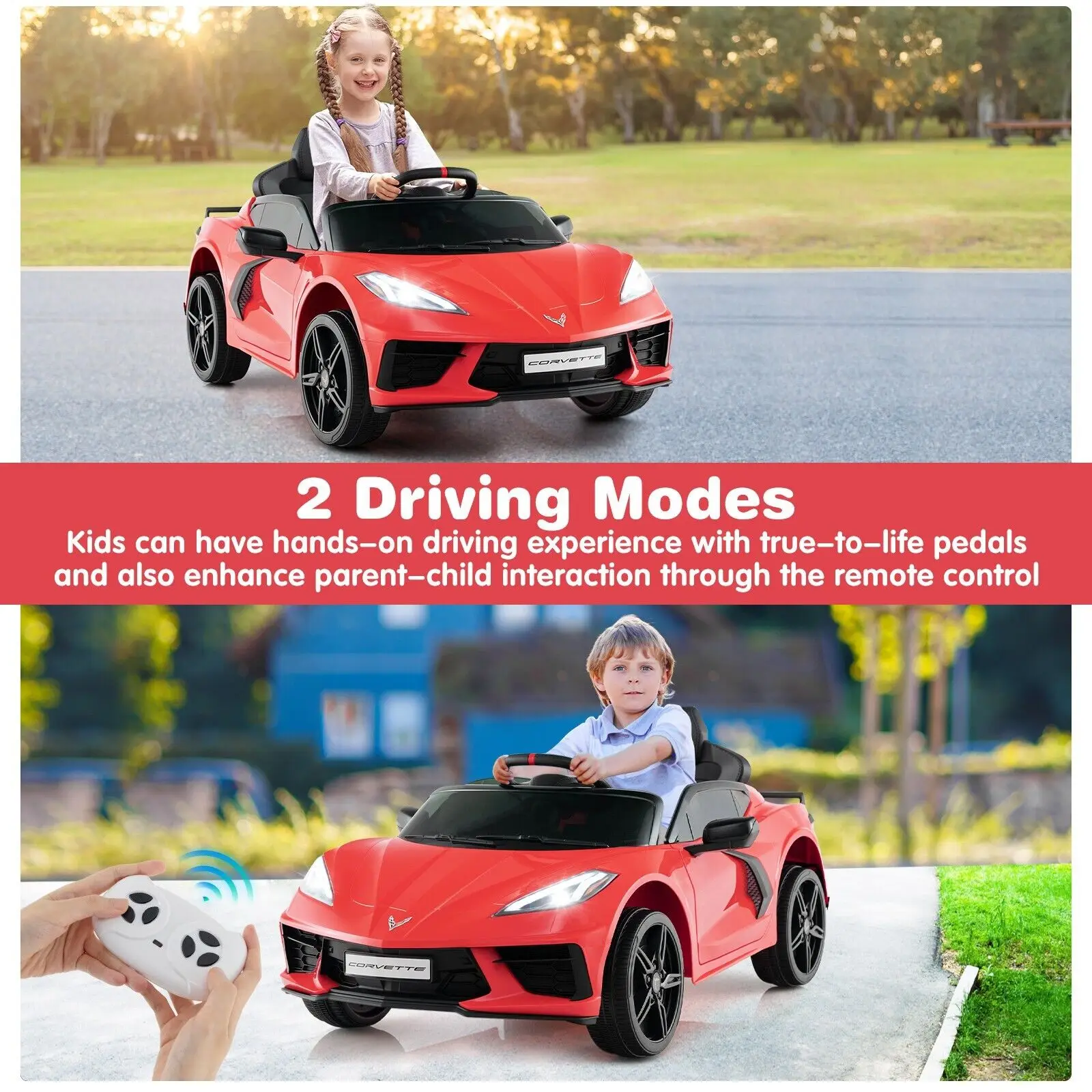 DORTALA 12V Electric Kids Ride On Car Licensed Chevrolet Corvette C8 Toy Car - Image 3