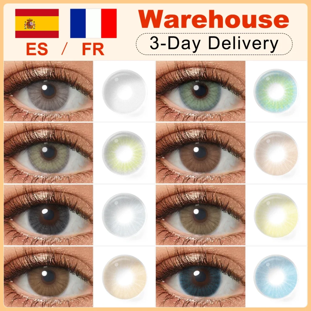 HIDROCOR Color Contact Lenses For Eyes 1pair Yearly Natural Eye Color Lens Cosmetic Soft Eye Lenses Beauty Pupils with Lens Case