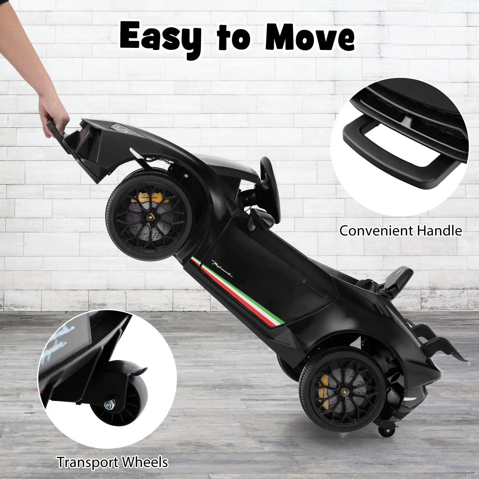 DORTALA Lamborghini Kids Ride on Car 12V Battery Powered Electric Vehicle-Black - Image 6