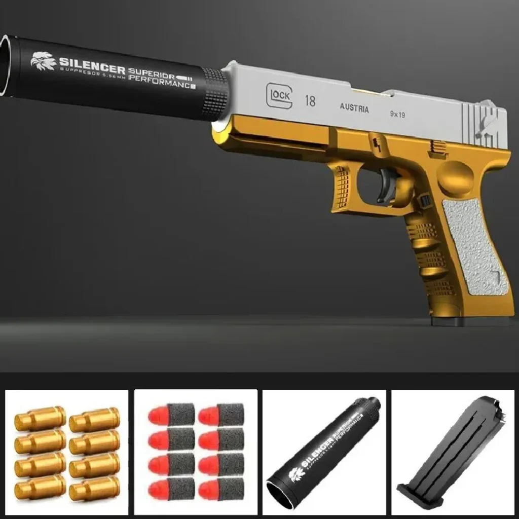 Newest Glock18 Shell Ejecting Pistol Soft Bullet Toy Gun Weapon Children Armas Shoot Outdoor Game Boys gift