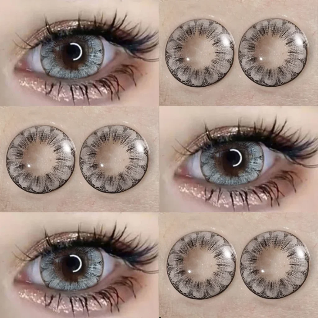 1pair Color Contact Lenses For Eyes Color Yearly Natural Amber Gray Lens Cosmetic Soft Glasses Beauty Fashion Pupil with Lenses