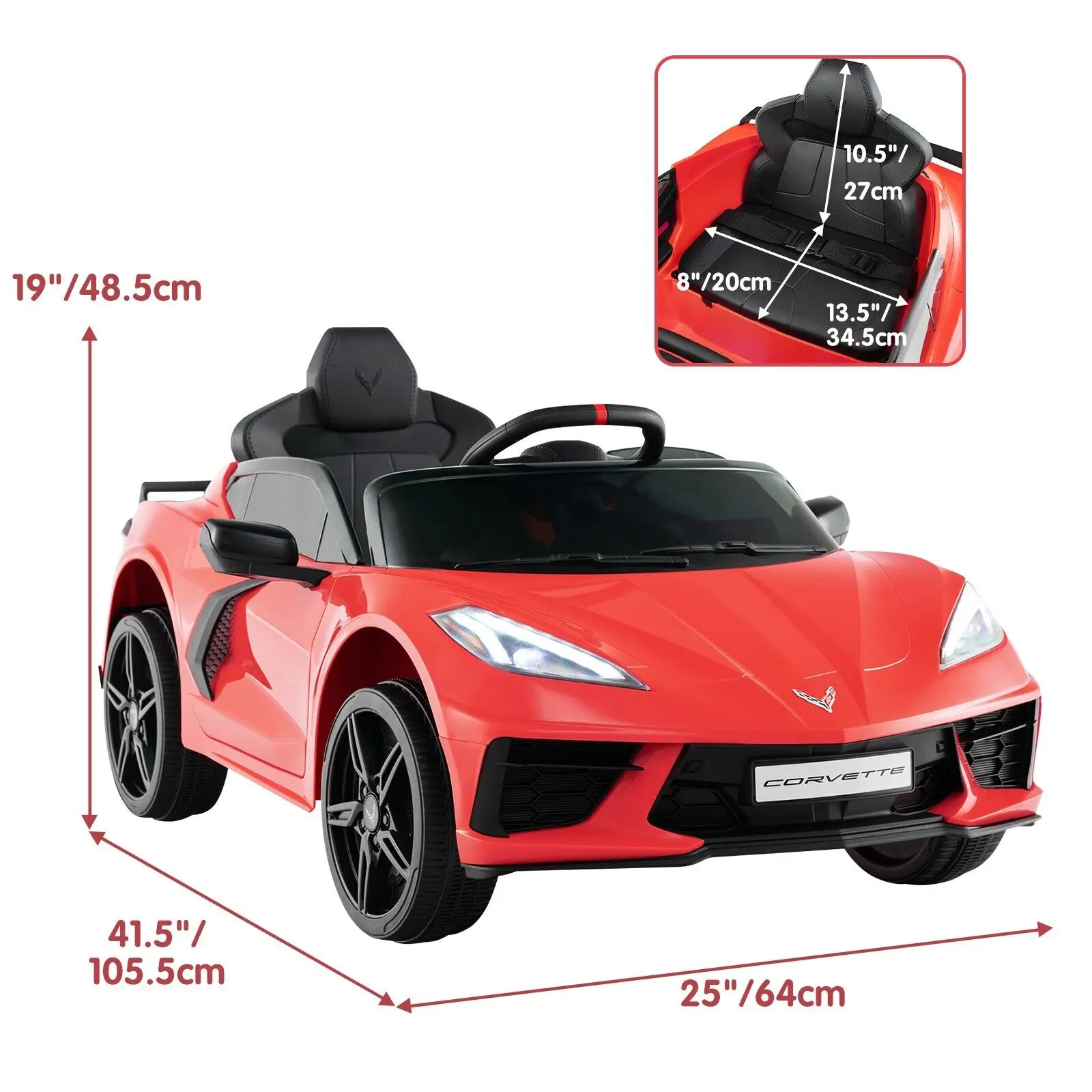 DORTALA 12V Electric Kids Ride On Car Licensed Chevrolet Corvette C8 Toy Car - Image 2