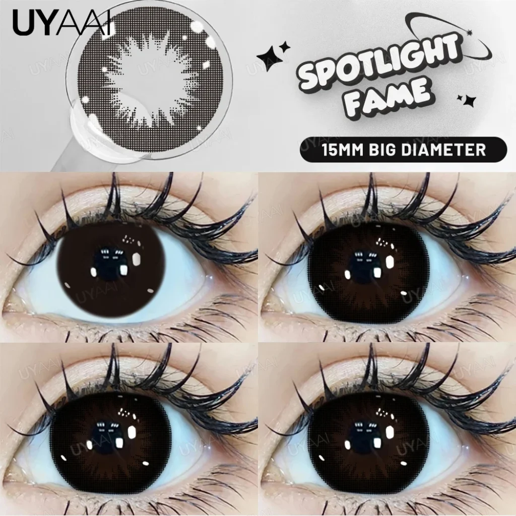 UYAAI 15mm Big Diameter Black Lenses 14.5mm Lenses Colored Contact Lenses for Eyes Big Eye Lenses Natural Look Lenses