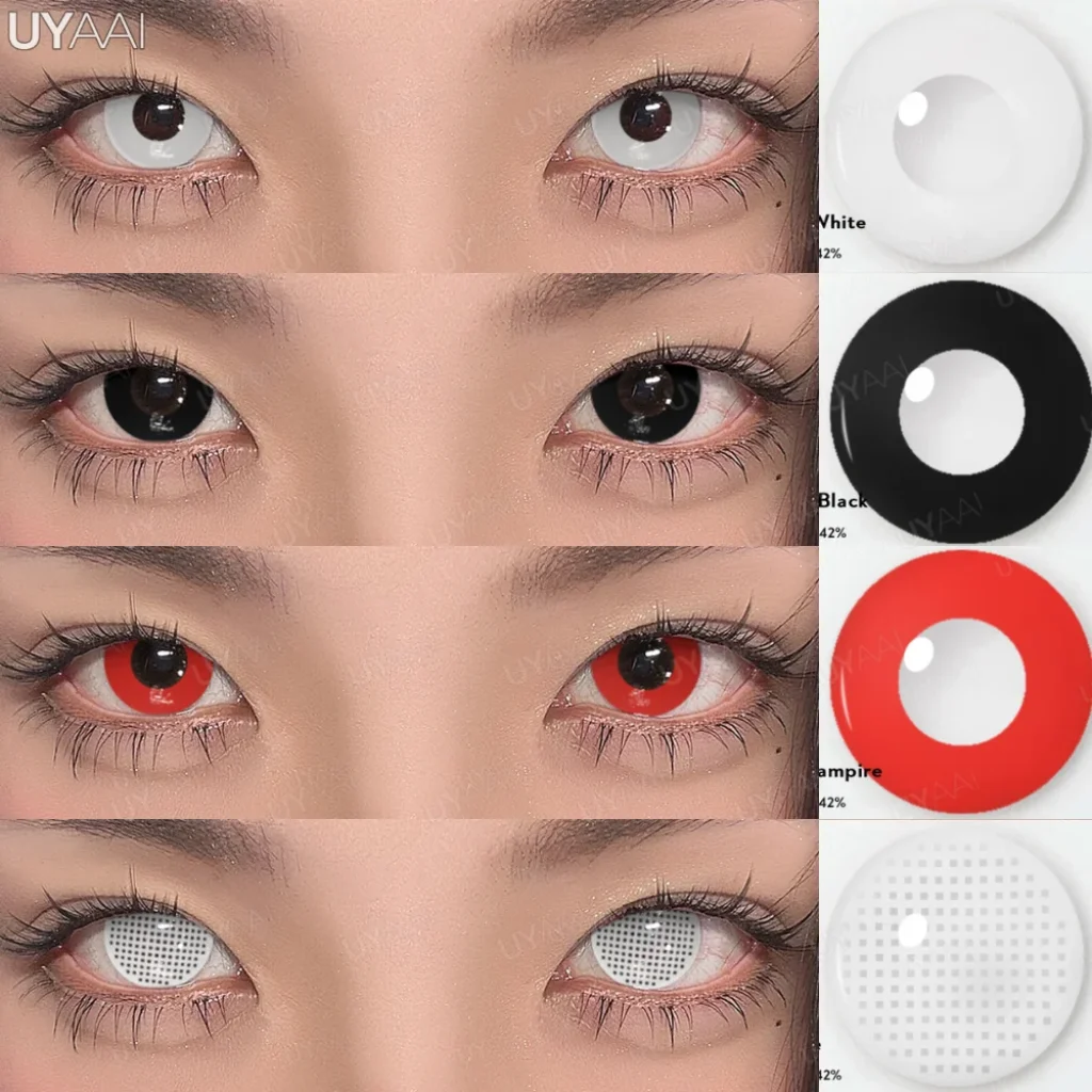 UYAAI 1 Pair Cosplay Multicontacts for Eyes White Colored Lenses Anime Vampire Red Lenses Black Lenses for Halloween Purple Len