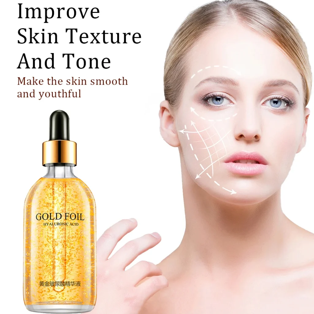 100ml 24k Gold Hyaluronic Acid Nicotinamide Face Serum Moisturizing Friming Lifting Fade Fine Lines Skin Care Whitening Serum
