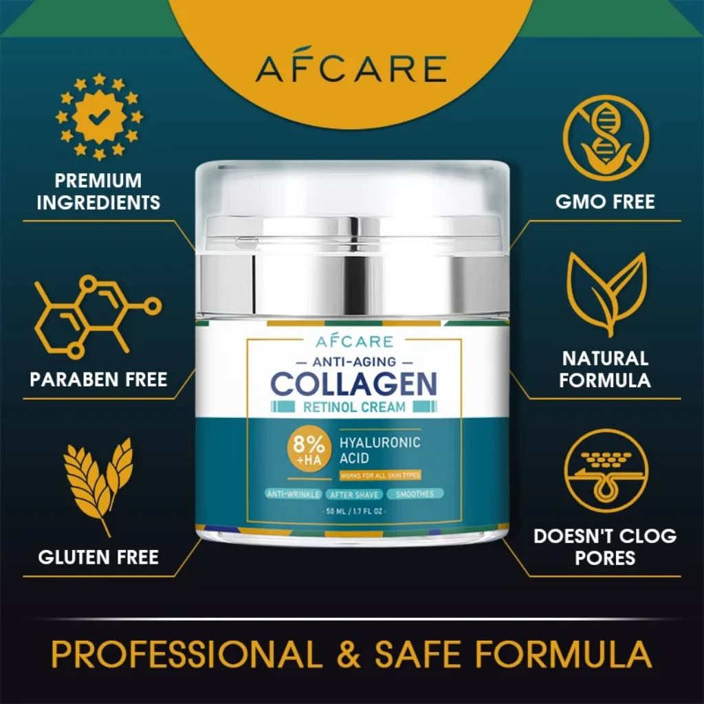 Mens 8% HA Collagen Wrinkle Remover Face Cream Anti-aging Fade Fine Lines Firming Lifting Moisturizing Tighten Beauty Skin Care