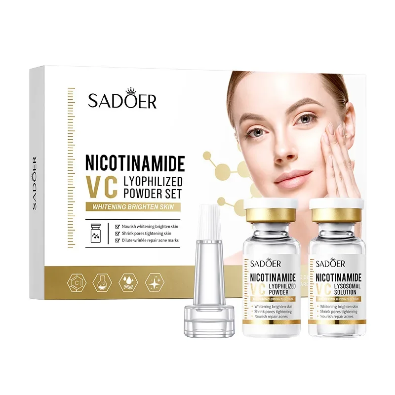 Face Serum Niacinamide Whitening Freeze-Dried Podwer Set Shrink Pores Hydrating Brighten Anti-Aging Anti Wrinkle Skin Care 6