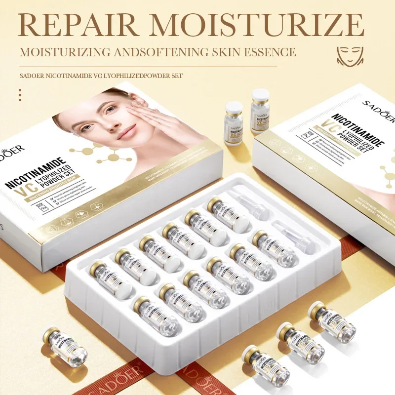 Face Serum Niacinamide Whitening Freeze-Dried Podwer Set Shrink Pores Hydrating Brighten Anti-Aging Anti Wrinkle Skin Care 1