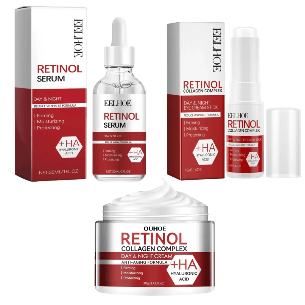 Retinol Wrinkle Remover Face Set Instant Firming Lifting Anti-Aging Serum Fade Fine Lines Whitening Korean Skin Care Product New