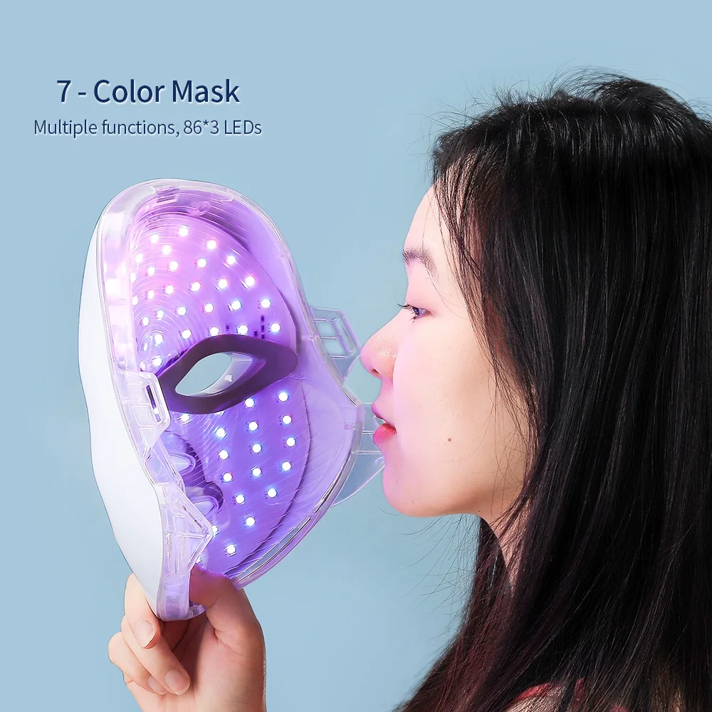 Rechargeable Facial LED Mask 7 Colors LED Photon Therapy Skin Rejuvenation Anti Acne Wrinkle Removal Beauty Mask Skin Brightenin 3