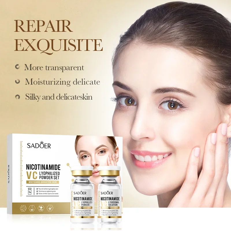 Face Serum Niacinamide Whitening Freeze-Dried Podwer Set Shrink Pores Hydrating Brighten Anti-Aging Anti Wrinkle Skin Care 4