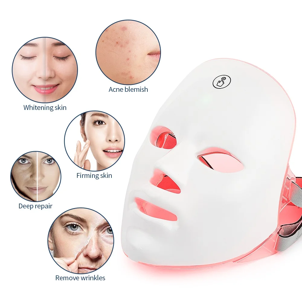 Rechargeable Facial LED Mask 7 Colors LED Photon Therapy Skin Rejuvenation Anti Acne Wrinkle Removal Beauty Mask Skin Brightenin 1