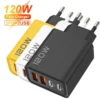 Quick Charge 3.0 Fast Charger Muti Total 120W 4 Port USB Type C PD Mobile Phone Wall Adapter for iPhone 16 Samsung S24 Xiaomi 15 1
